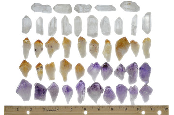 30 Small or Medium Points for Jewelry Making and Wire Wrapping - Citrine, Amethyst, and Clear Crystal Quartz Point