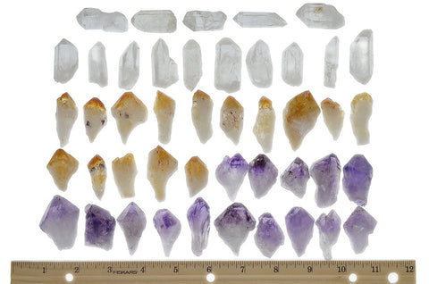 30 Small or Medium Points for Jewelry Making and Wire Wrapping - Citrine, Amethyst, and Clear Crystal Quartz Point