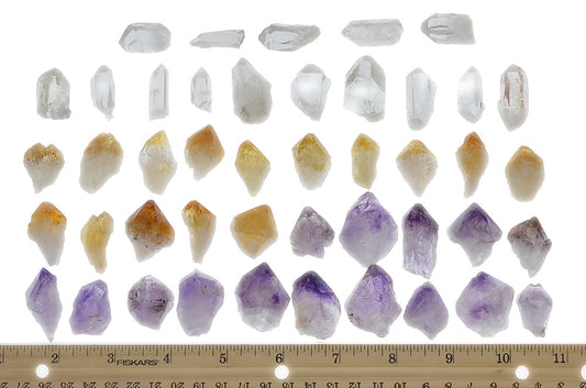 30 Small or Medium Points for Jewelry Making and Wire Wrapping - Citrine, Amethyst, and Clear Crystal Quartz Point