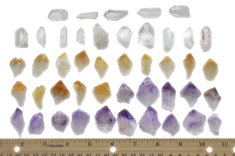 45 Small, Medium, Large and Extra Large Points for Jewelry Making and Wire Wrapping - Citrine, Amethyst, and Clear Crystal Quartz Point