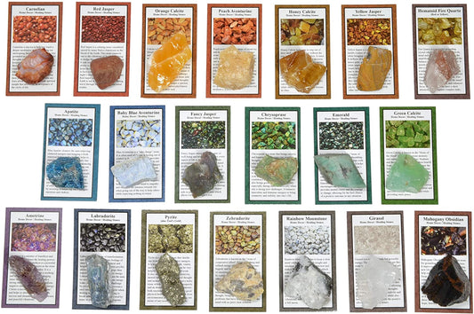 50 Different Rough Stones with Identification Cards - The Best Starter Rock Collection and Activity Kit Including Stones from Brazil, Madagascar, Mexico, Asia, India and More!