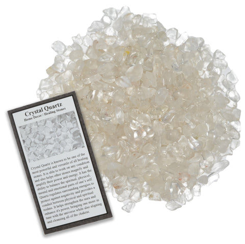 Tumbled Clear Quartz Chip Stones with ID Card - Natural Earth Mined Brazilian (Not China) Polished Rocks.
