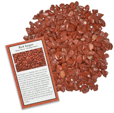 Tumbled Red Jasper Chip Stones with ID Card - Natural Earth Mined Brazilian (Not China) Polished Rocks.
