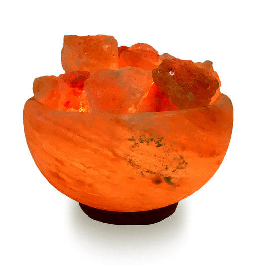 Natural Himalayan Fire Bowl with Chunks Salt Lamp - Large 7" Avg
