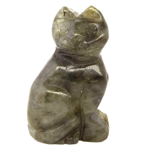 1 pc. of Labradorite Carved Cat Figurine