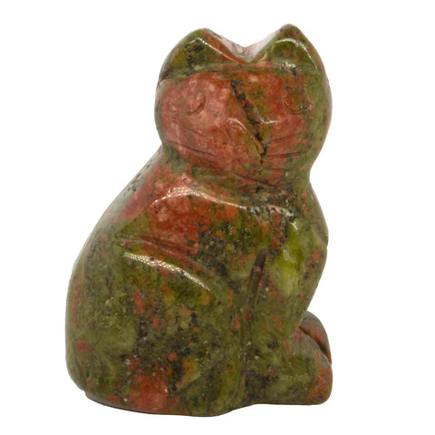 1 pc. of Unakite Carved Cat Figurine