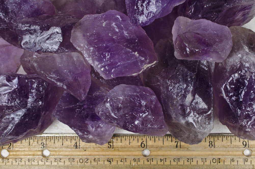 Fantasia Materials: 10 cts of Deep Amethyst Professional Sawn Facet Rough - 10-15 cts/pc- Raw Natural Crystals for Faceting, Cabbing, Cutting, Lapidary, Polishing, Wire Wrapping, Wicca & Reiki Healing