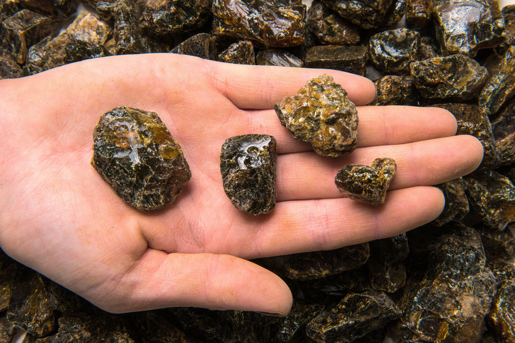 Blue/Gold Amber Rough Stones from Indonesia