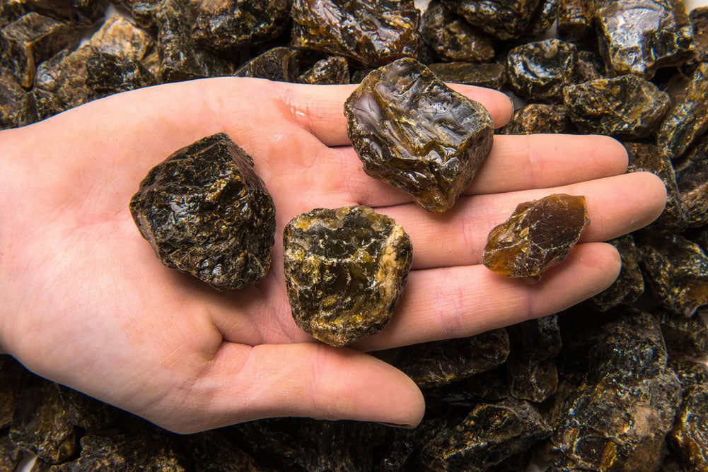 Blue/Gold Amber Rough Stones from Indonesia
