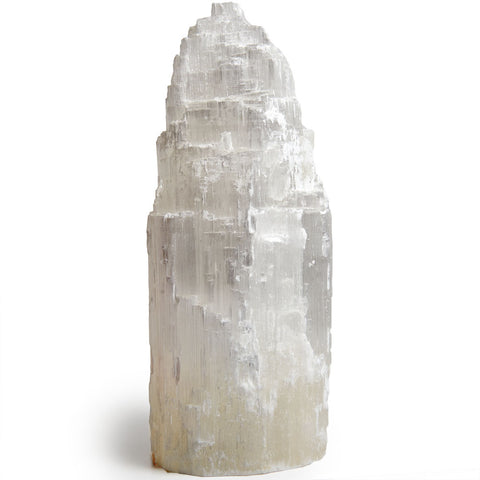 Handcrafted Natural Selenite Skyscraper Lamp - 8 Inch Avg.
